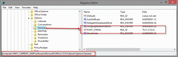 Pont_String key in registry