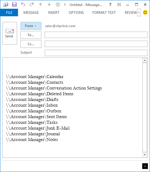 print a folder list in Outlook