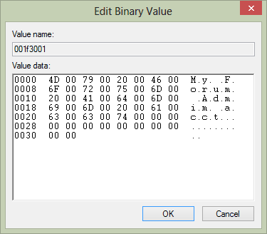 Edit registry value