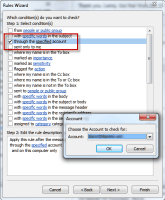 Rules for mail from specificed account