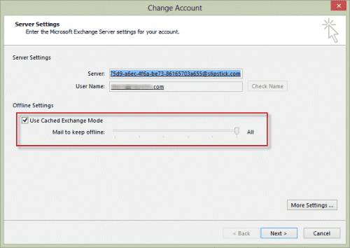 Sync slider in Outlook 2013