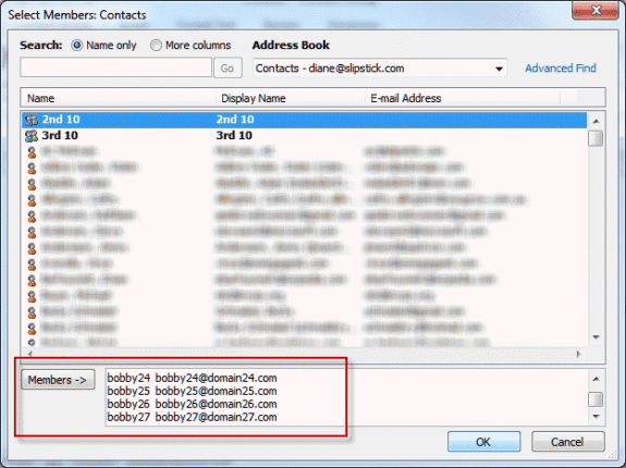 paste the addresses in the Members field