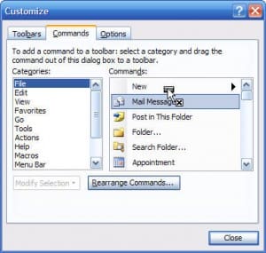 Customize the toolbar to add the template