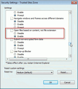 Internet Options dialog