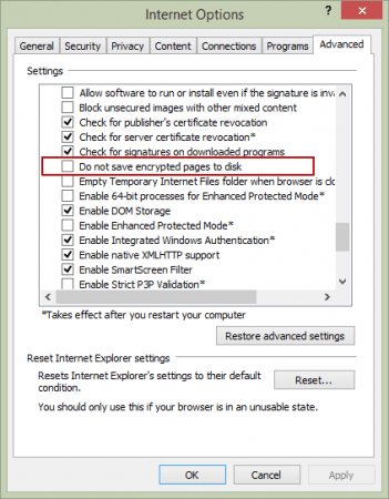 Do not save encrypted pages to disk