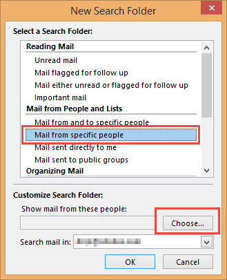 Create a new search folder