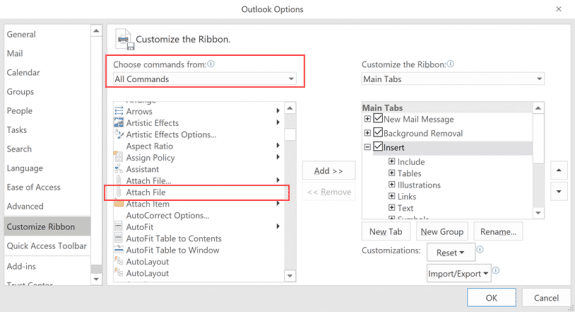 attach file command