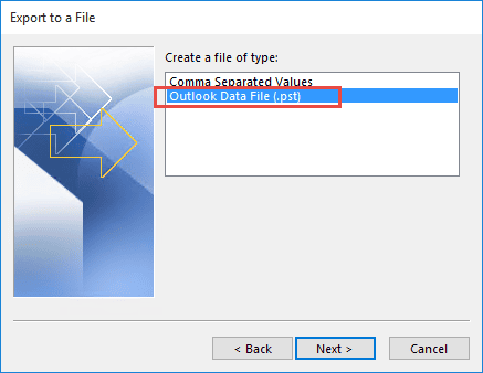 Choose Outlook Data File