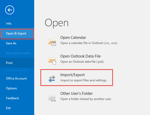 Select File, Open & Import, Impot & Export