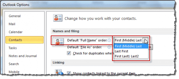 Change the default name order