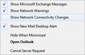 click on the tray icon to see the connectivity dialog options