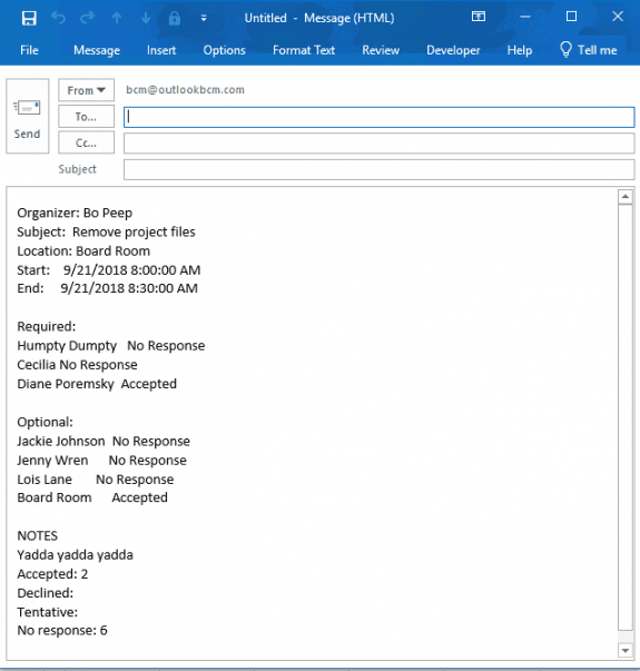 create a list of responses