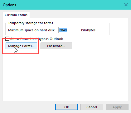 manage forms dialog