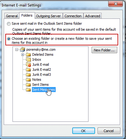 Select the sent folder