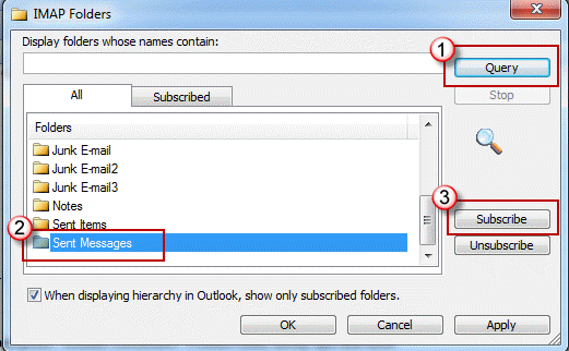 Subscribe to IMAP folders