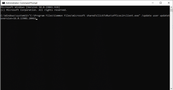 paste the command into the window