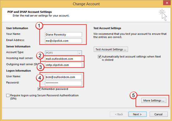 use your default smtp sett