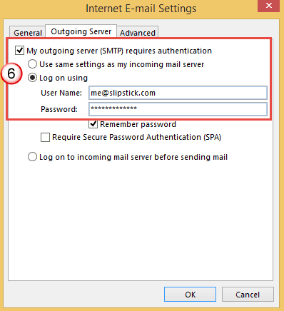 change outgoing auth