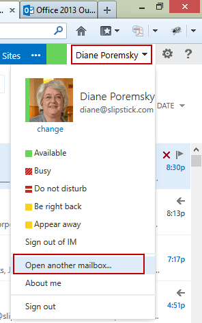 Open shared mailbox using OWA