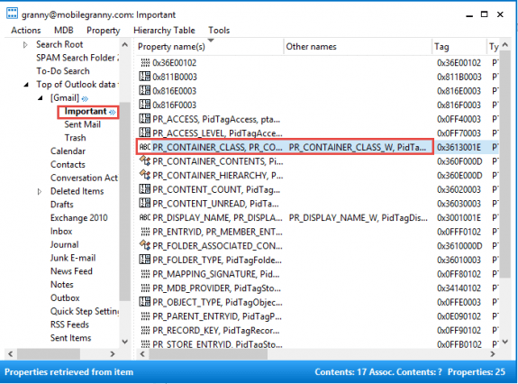 edit the folder properties