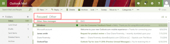 focused inbox in outlook on the web