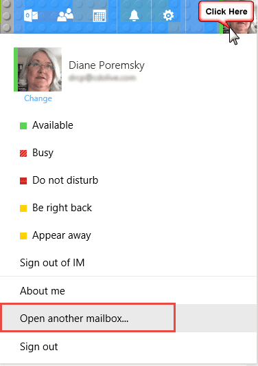 open a shared mailbox in a new tab