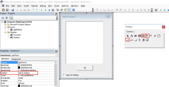 add the userform and change the caption