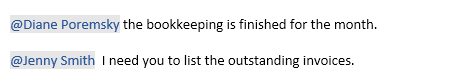 @mention in a received email