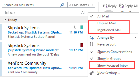 Focused inbox is turned off
