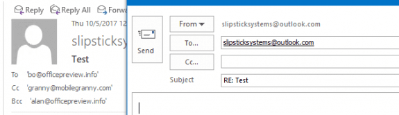 when you reply to sent items, its sent to you, the original sender