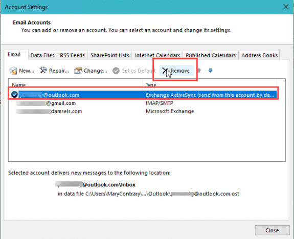 Remove the EAS account