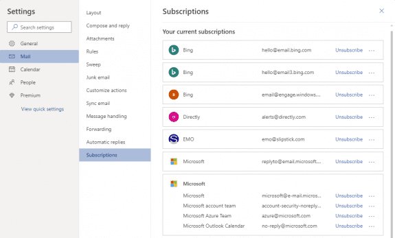Manage subscriptions