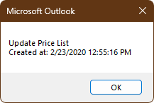 Dialog box in VBA with folder creation time