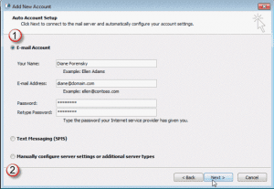 Use autosetup to create the account