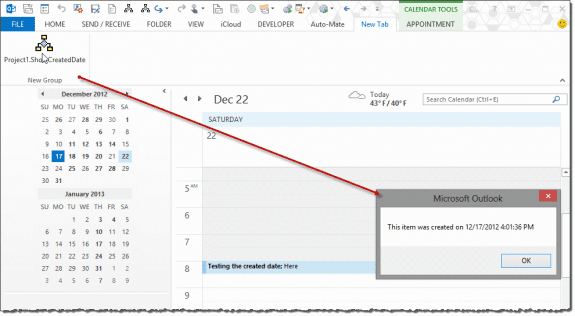 View the created date of any Outlook item