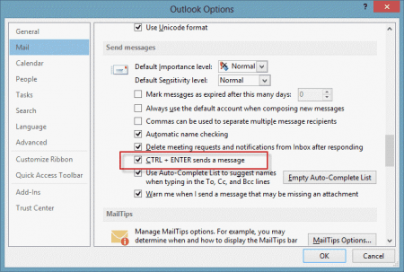 Use Ctrl+Enter as a keyboard shortcut to send messages