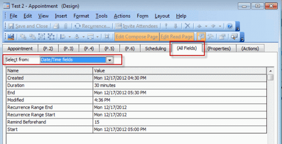 Created date in design mode