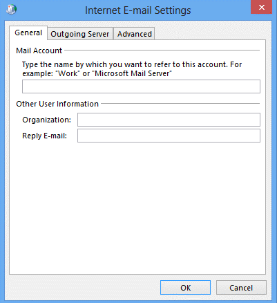 General tab Outlook 2013