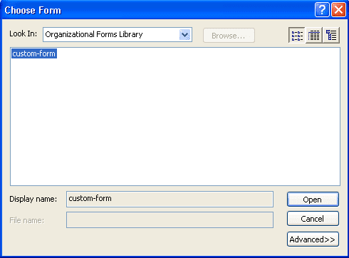 Select Custom form