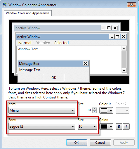 Change Windows Font size