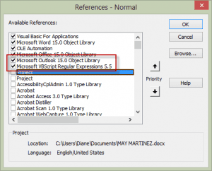 Set references to Outlook and VBScript
